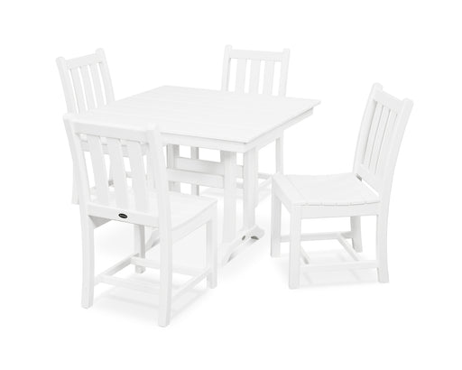 POLYWOOD Traditional Garden 5-Piece Farmhouse Trestle Dining Set in White image