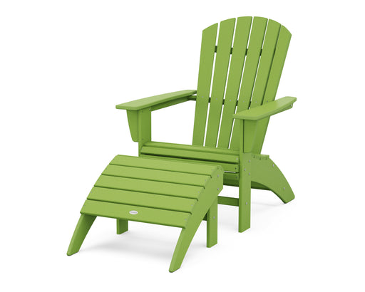 POLYWOOD Nautical Curveback Adirondack Chair 2-Piece Set with Ottoman in Lime image