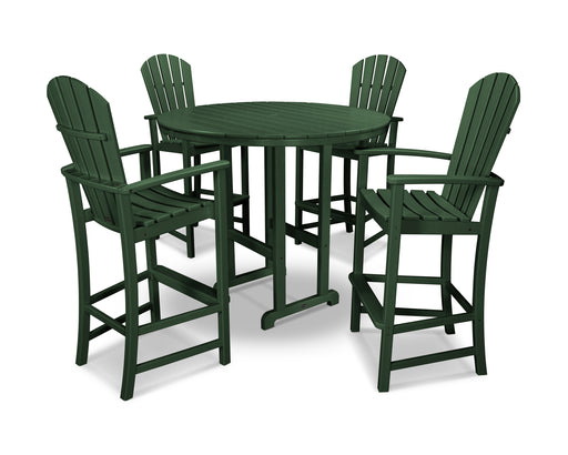 POLYWOOD Palm Coast 5-Piece Round Farmhouse Bar Set in Green image