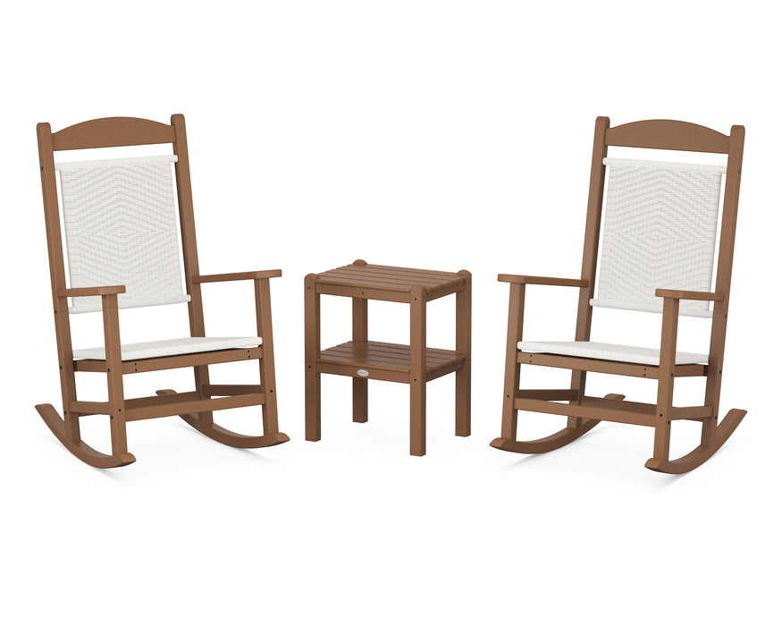 POLYWOOD Presidential Woven Rocker 3-Piece Set in Teak / White Loom image