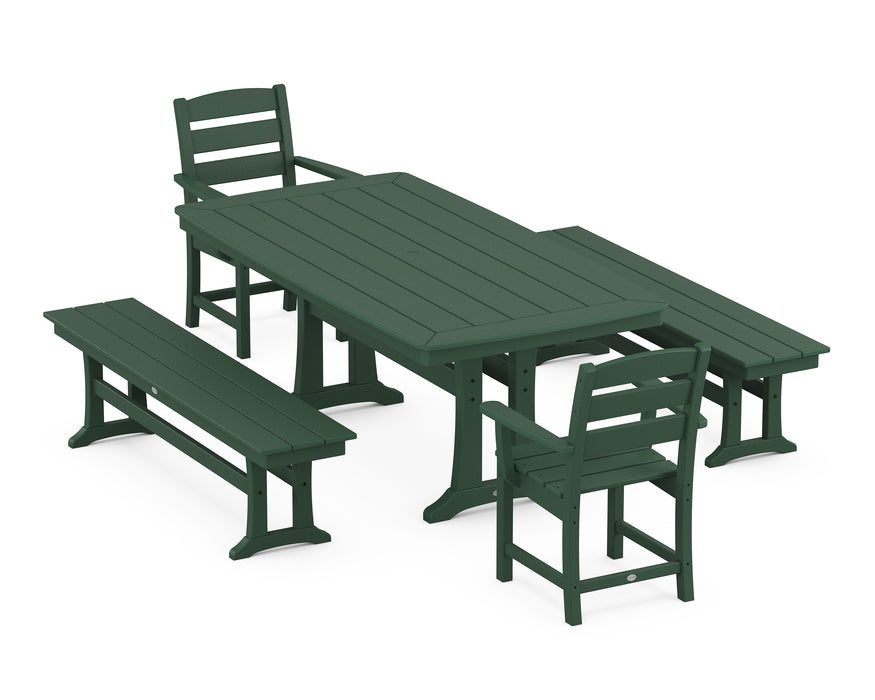 POLYWOOD Lakeside 5-Piece Dining Set with Trestle Legs in Green