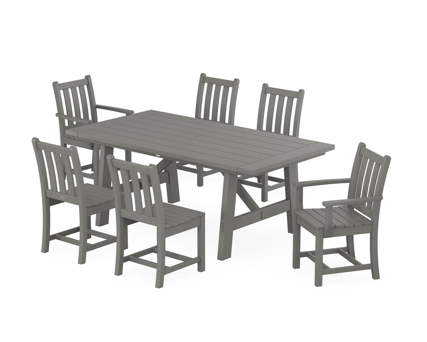 POLYWOOD Traditional Garden 7-Piece Rustic Farmhouse Dining Set in Slate Grey image