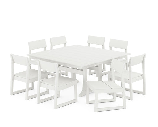 POLYWOOD EDGE Side Chair 9-Piece Dining Set with Trestle Legs in Vintage White image