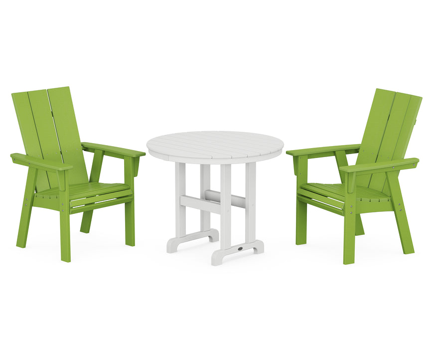 POLYWOOD Modern Adirondack 3-Piece Round Dining Set in Lime