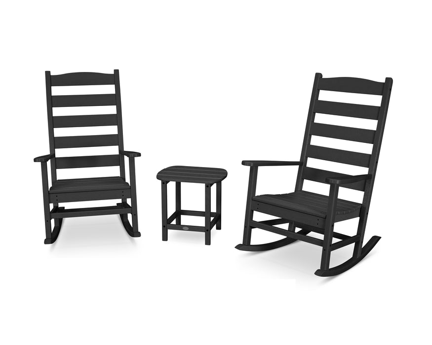 POLYWOOD Shaker 3-Piece Porch Rocking Chair Set in Black image