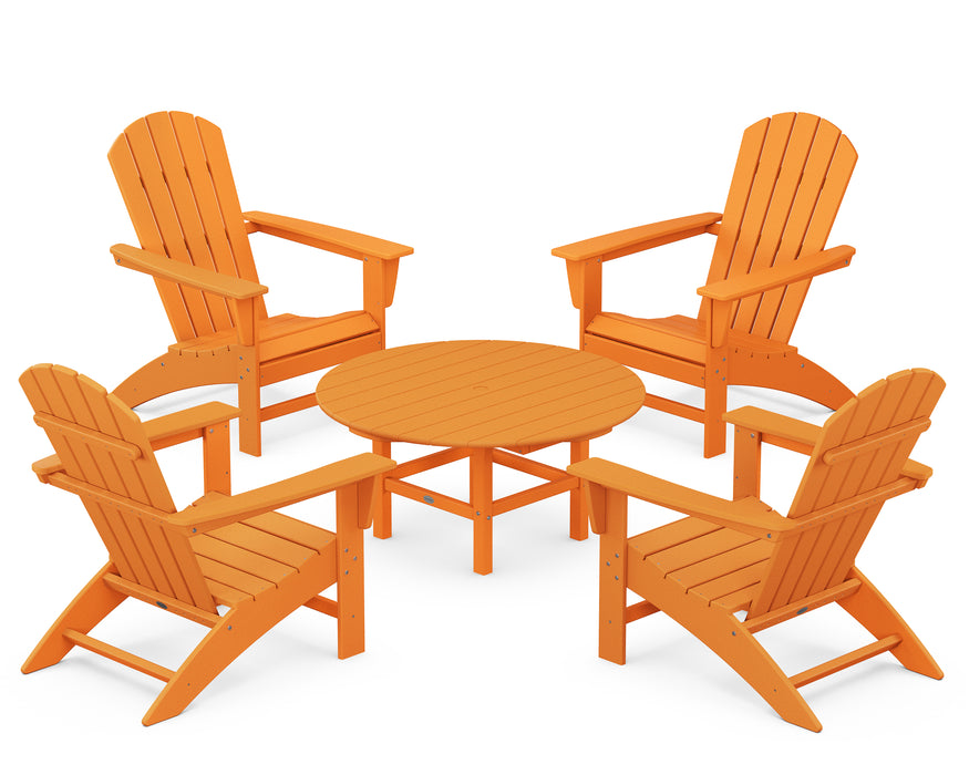 POLYWOOD Nautical 5-Piece Adirondack Chair Conversation Set in Tangerine image