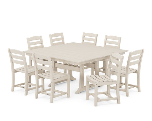 POLYWOOD La Casa Cafe 9-Piece Farmhouse Trestle Dining Set in Sand image