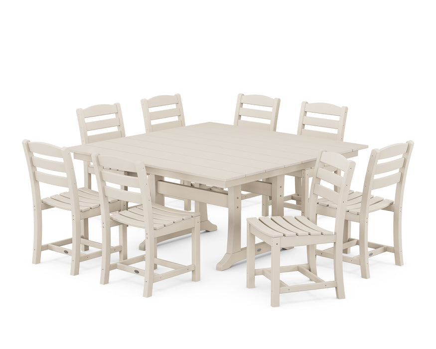 POLYWOOD La Casa Cafe 9-Piece Farmhouse Trestle Dining Set in Sand image