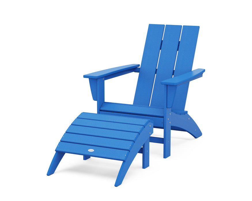 POLYWOOD Modern Adirondack Chair 2-Piece Set with Ottoman in Pacific Blue image