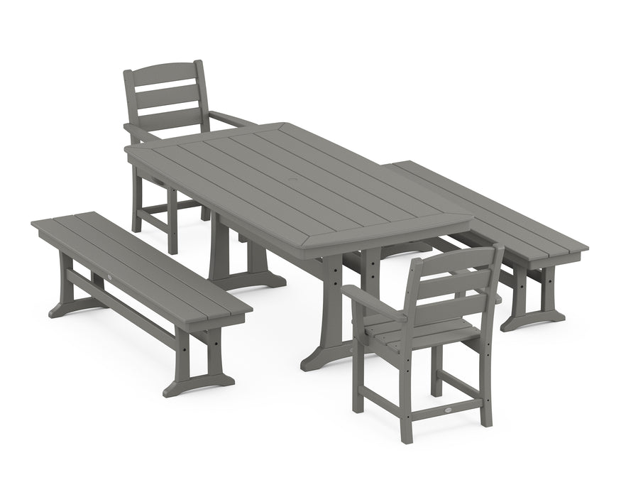 POLYWOOD Lakeside 5-Piece Dining Set with Trestle Legs in Slate Grey