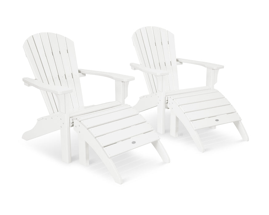 POLYWOOD Seashell Adirondack Set with Ottomans in White image