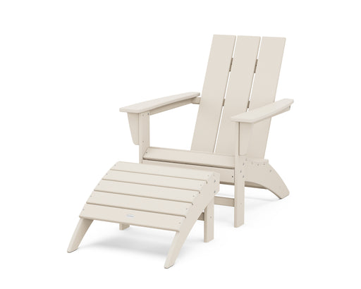 POLYWOOD Modern Adirondack Chair 2-Piece Set with Ottoman in Sand image