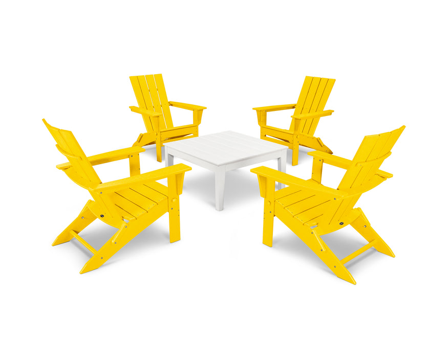 POLYWOOD Quattro 5-Piece Conversation Set in Lemon / White