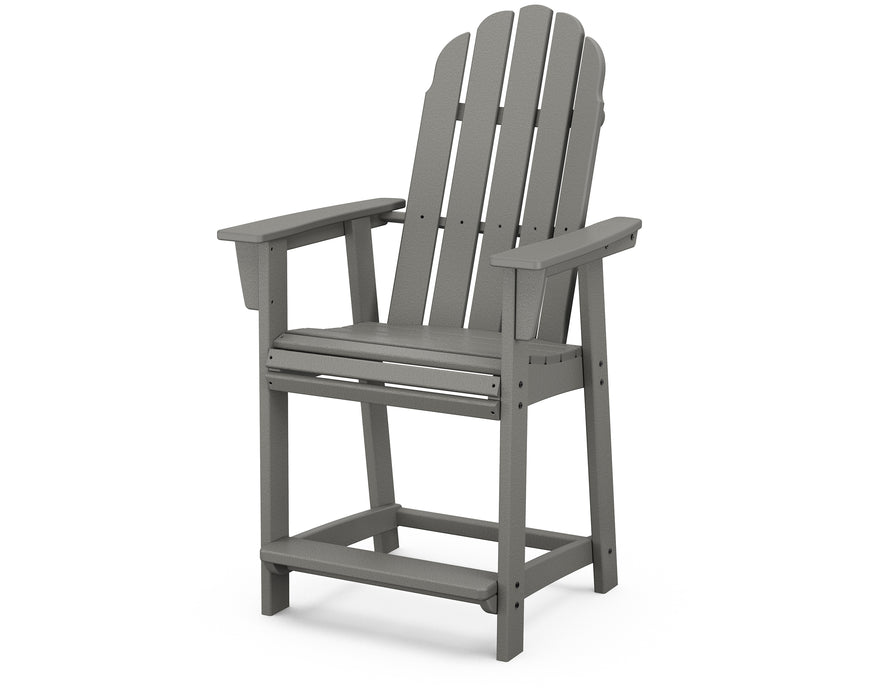 POLYWOOD Vineyard Curveback Adirondack Counter Chair in Slate Grey