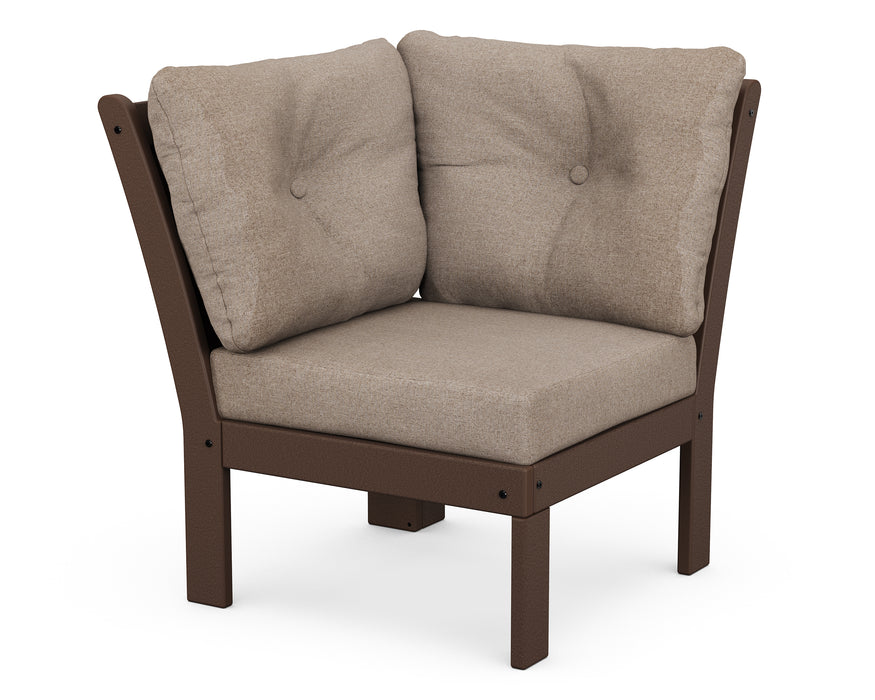 POLYWOOD Vineyard Modular Corner Chair in Mahogany / Spiced Burlap