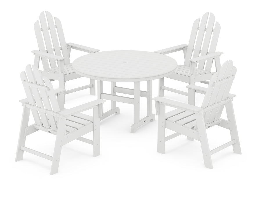 POLYWOOD Long Island 5-Piece Round Farmhouse Dining Set in White