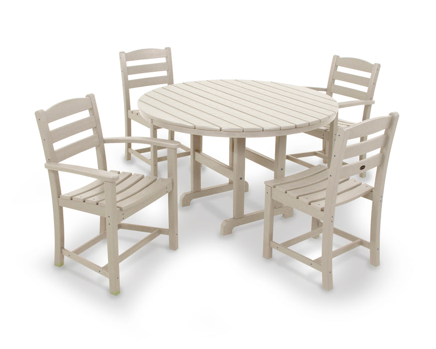 POLYWOOD La Casa Cafe 5-Piece Round Farmhouse Dining Set in Sand