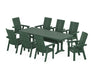 POLYWOOD Modern Curveback Adirondack 9-Piece Dining Set with Trestle Legs in Green image