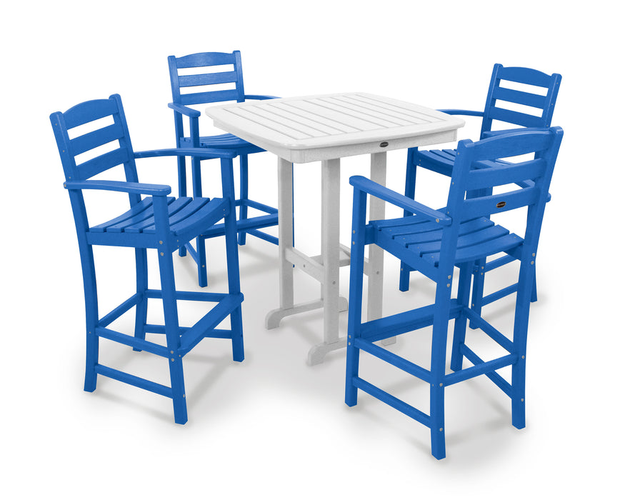 POLYWOOD La Casa Cafe 5-Piece Bar Set in Pacific Blue / White