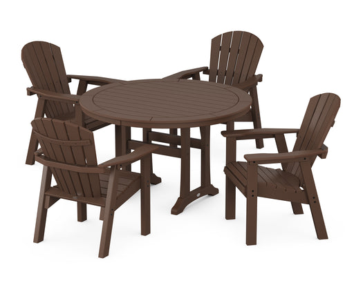 POLYWOOD Seashell 5-Piece Round Dining Set with Trestle Legs in Mahogany image