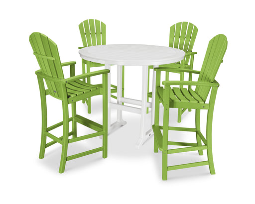 POLYWOOD 5 Piece Palm Coast Bar Set in Lime / White image