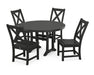 POLYWOOD Braxton Side Chair 5-Piece Round Dining Set With Trestle Legs in Black image