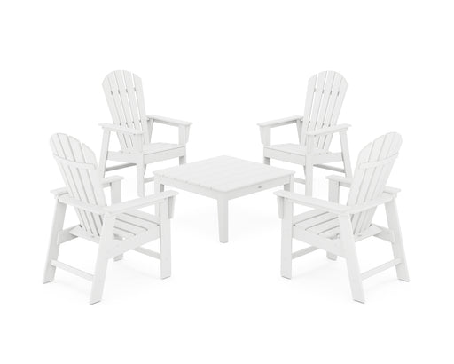 POLYWOOD 5-Piece South Beach Casual Chair Conversation Set with 36" Conversation Table in White image