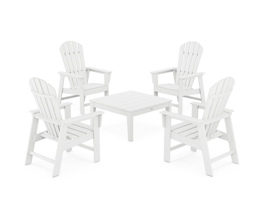 POLYWOOD 5-Piece South Beach Casual Chair Conversation Set with 36" Conversation Table in White image