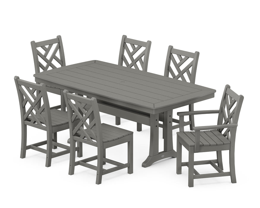 POLYWOOD Chippendale 7-Piece Nautical Trestle Dining Set in Slate Grey image