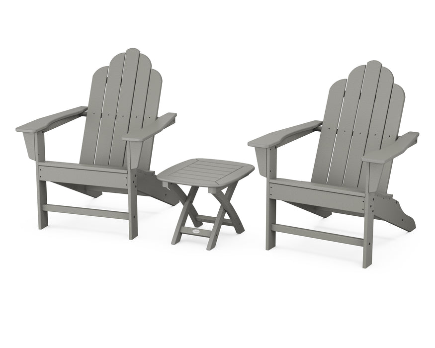 POLYWOOD Long Island Adirondack 3-Piece Set in Slate Grey