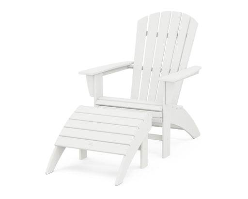 POLYWOOD Nautical Curveback Adirondack Chair 2-Piece Set with Ottoman in Vintage White image