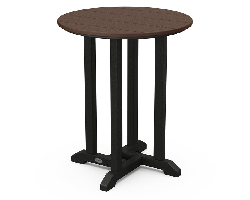 POLYWOOD Contempo 24" Round Dining Table in Black / Mahogany