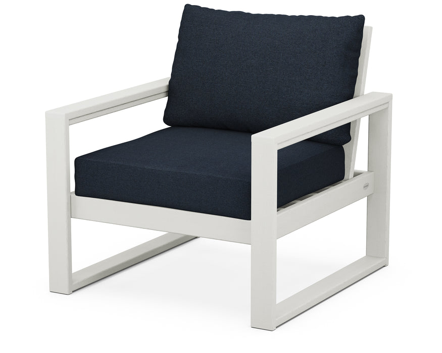 POLYWOOD EDGE Club Chair in Vintage White Marine Indigo