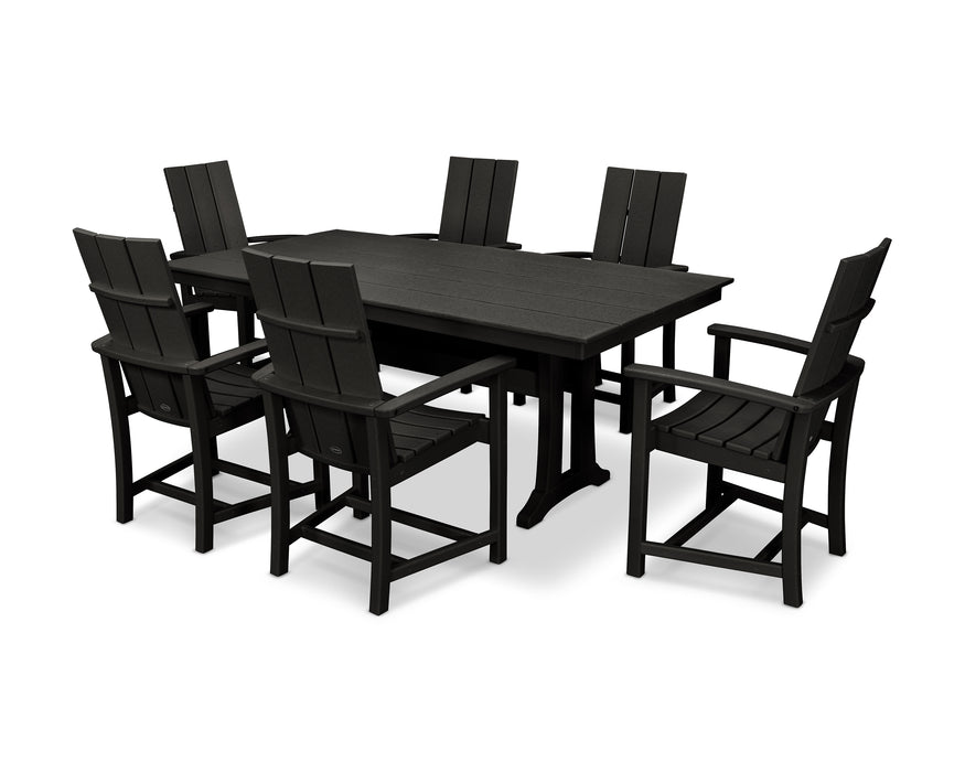 POLYWOOD Modern Adirondack 7-Piece Farmhouse Dining Set with Trestle Legs in Black image