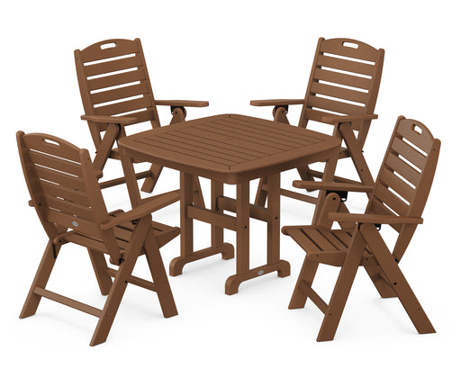 POLYWOOD Nautical Highback Chair 5-Piece Dining Set in Teak image