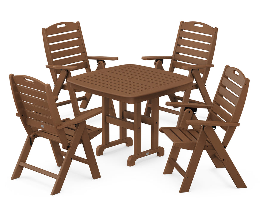 POLYWOOD Nautical Highback Chair 5-Piece Dining Set in Teak image