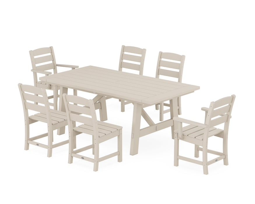 POLYWOOD Lakeside 7-Piece Rustic Farmhouse Dining Set in Sand image