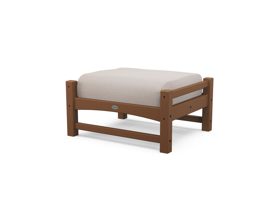 POLYWOOD Club Ottoman in Teak / Dune Burlap