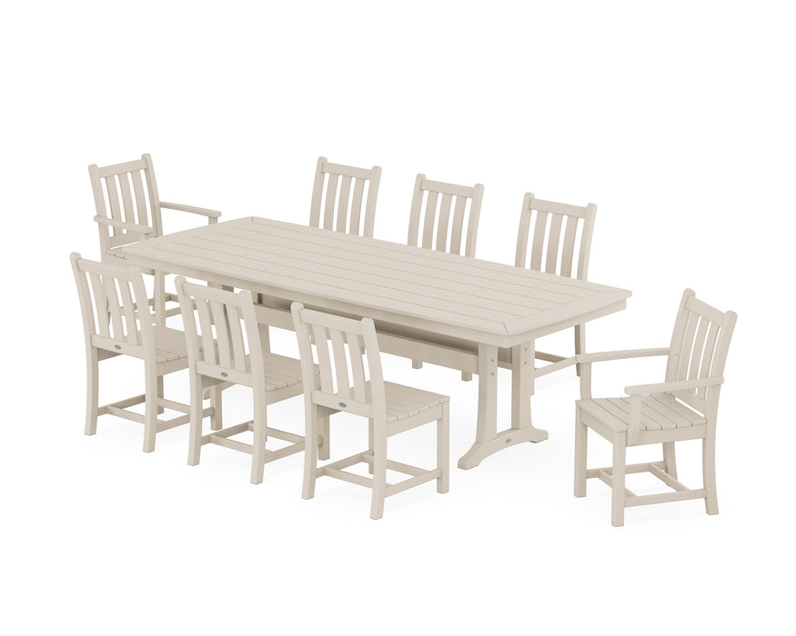 POLYWOOD Traditional Garden 9-Piece Dining Set with Trestle Legs in Sand image