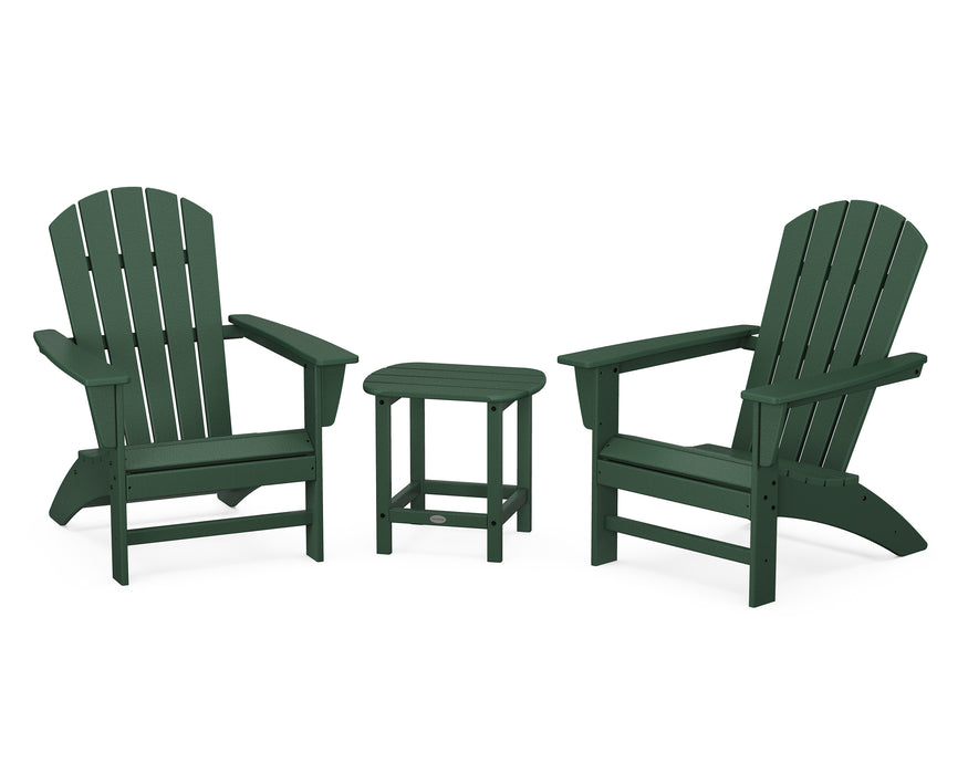 POLYWOOD Nautical 3-Piece Adirondack Set with South Beach 18" Side Table in Green image