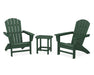 POLYWOOD Nautical 3-Piece Adirondack Set with South Beach 18" Side Table in Green image