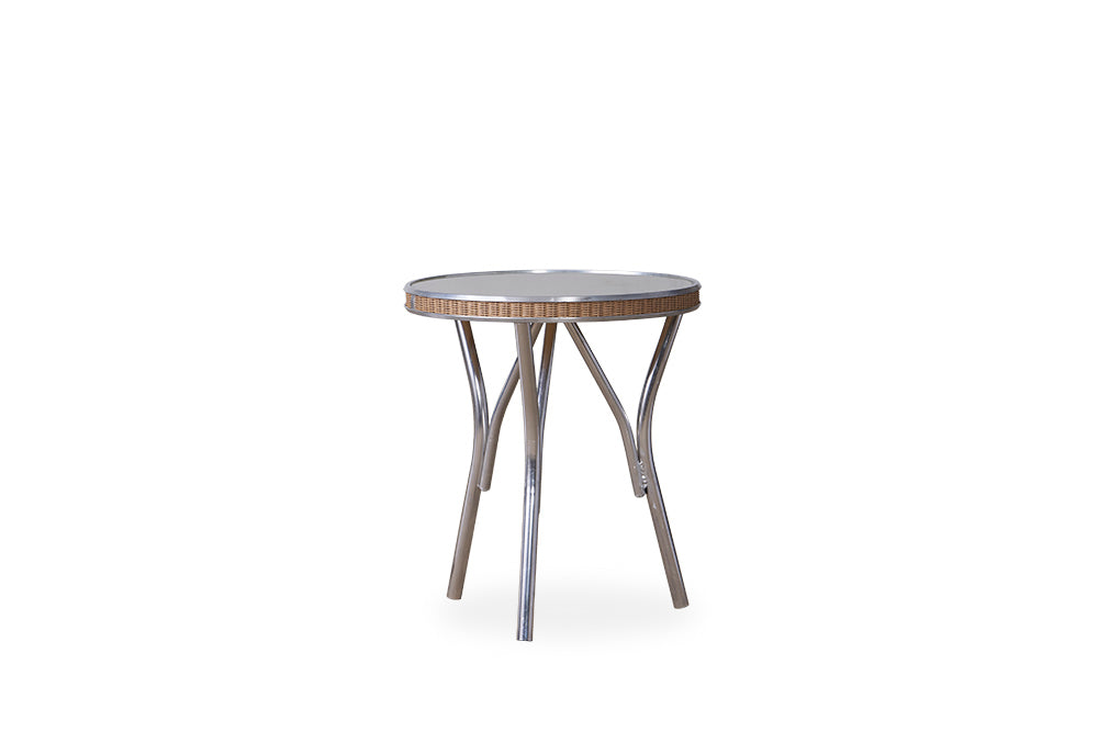 ALL SEASONS 19" ROUND END TABLE WITH TAUPE GLASS