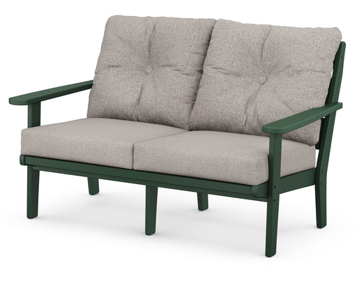 POLYWOOD Lakeside Deep Seating Loveseat in Green / Weathered Tweed image