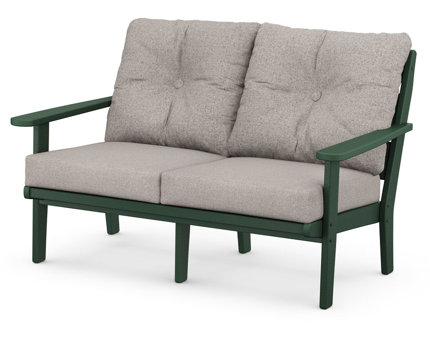 POLYWOOD Lakeside Deep Seating Loveseat in Green / Weathered Tweed image