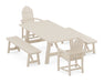 POLYWOOD Classic Adirondack 5-Piece Rustic Farmhouse Dining Set With Benches in Sand image