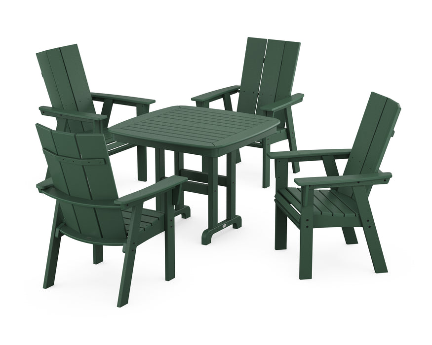 POLYWOOD Modern Curveback Adirondack 5-Piece Dining Set in Green