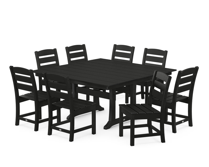 POLYWOOD Lakeside 9-Piece Farmhouse Trestle Dining Set in Black image