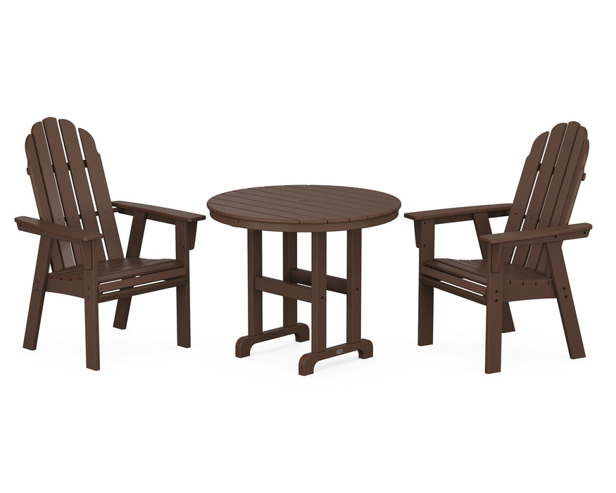 POLYWOOD Vineyard Adirondack 3-Piece Round Dining Set in Mahogany