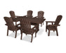 POLYWOOD Nautical Curveback Adirondack 7-Piece Dining Set with Trestle Legs in Mahogany image