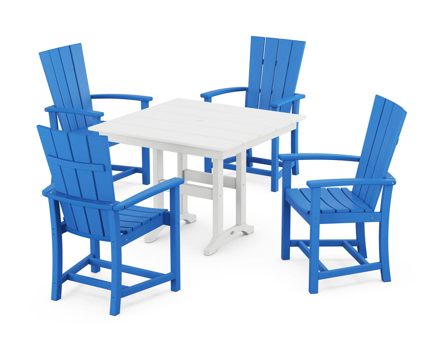 POLYWOOD Quattro 5-Piece Farmhouse Dining Set in Pacific Blue image